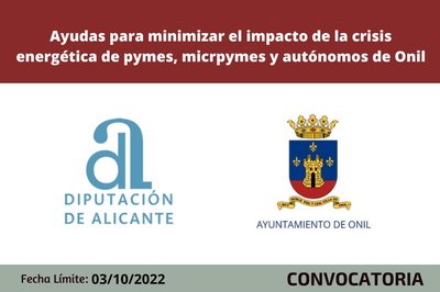 Ayudas destinadas a minimizar el impacto de la crisis energ�tica de pymes, micropymes y aut�nomos de Onil