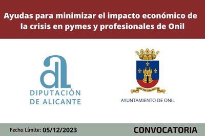 Ayudas para minimizar el impacto econ�mico que la crisis est� suponiendo sobre pymes, micropymes y profesionales de Onil