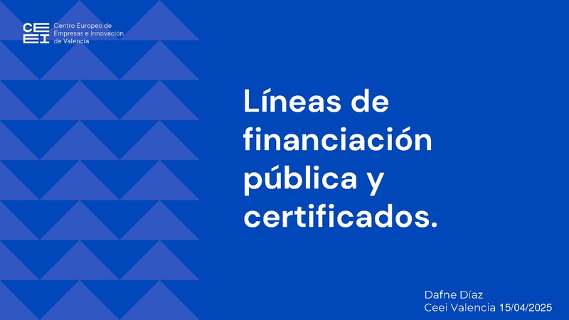 Presentaci�n "L�neas de financiaci�n p�blica y certificados." (Portada)